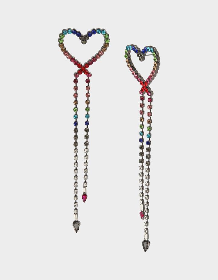 Betseyjohnson Bling Thing Heart Linear Earrings Rainbow Multi