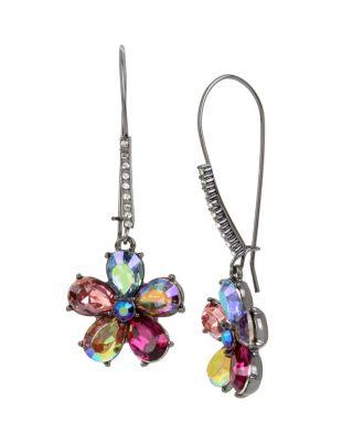 Steve Madden Fairytale Dreams Flower Hook Earrings Multi