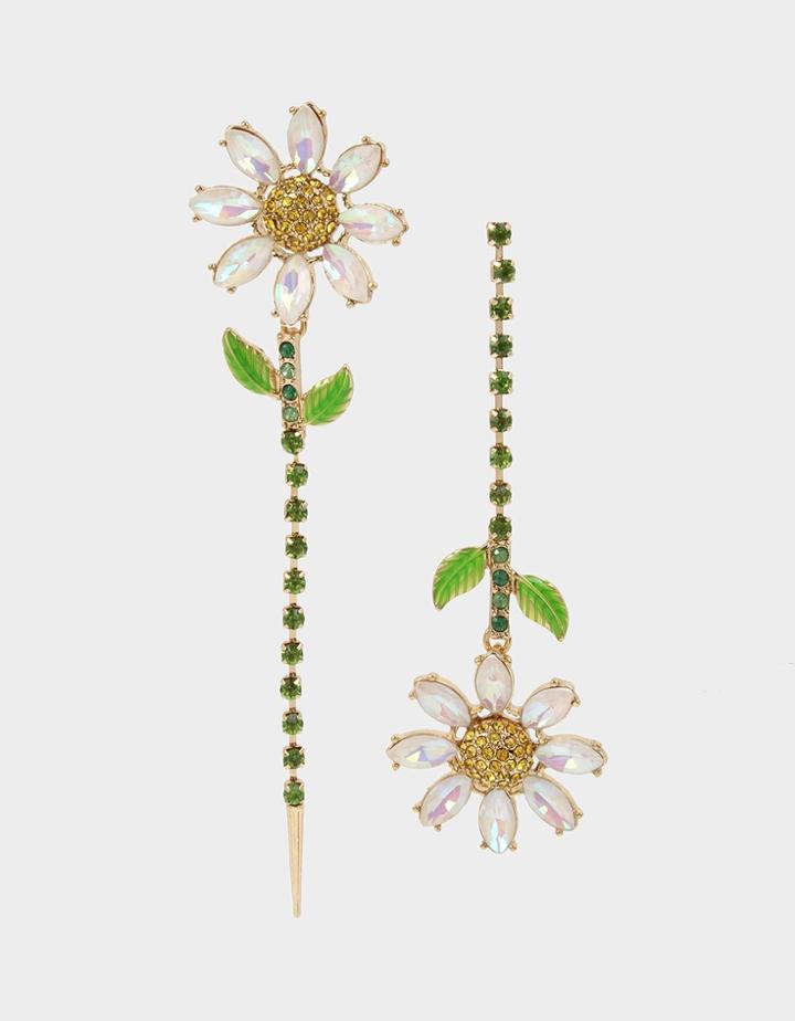 Betseyjohnson Sweetness And Light Daisy Mismatch Earrings Green