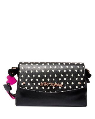 Steve Madden Woven Straps Shoulder Bag Blk Polka Dot