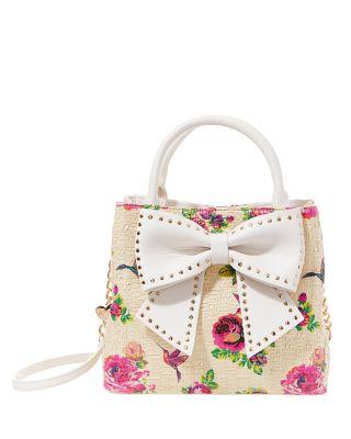Steve Madden Welcome To The Big Bow Bucket Bag Blk Polka Dot