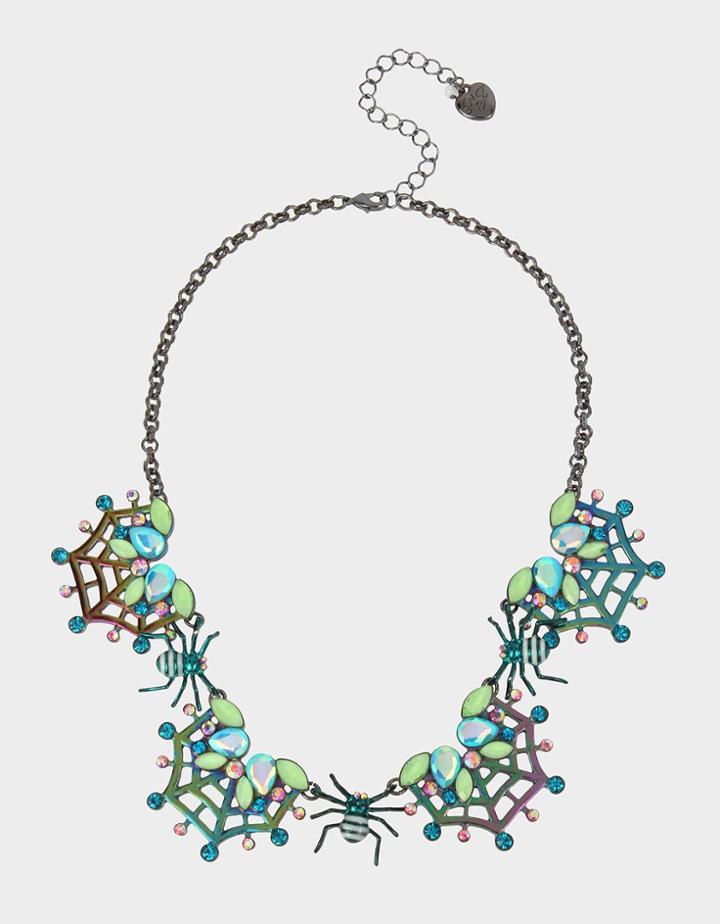 Betseyjohnson Creep It Real Spiderweb Necklace Teal