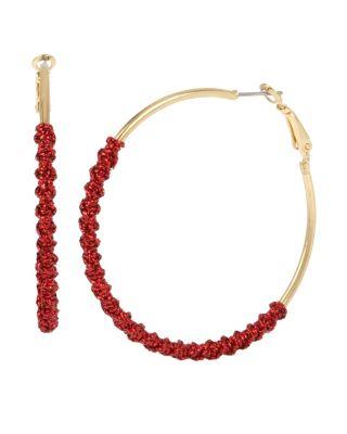 Steve Madden Hoop Magic Red Twist Earrings Red