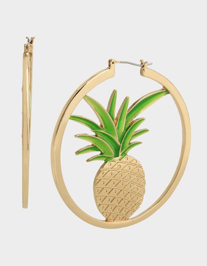 Betseyjohnson Lily Flower Pineapple Earrings Green