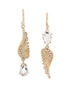 Steve Madden Angels And Wings Feather Mis Match Earring Crystal