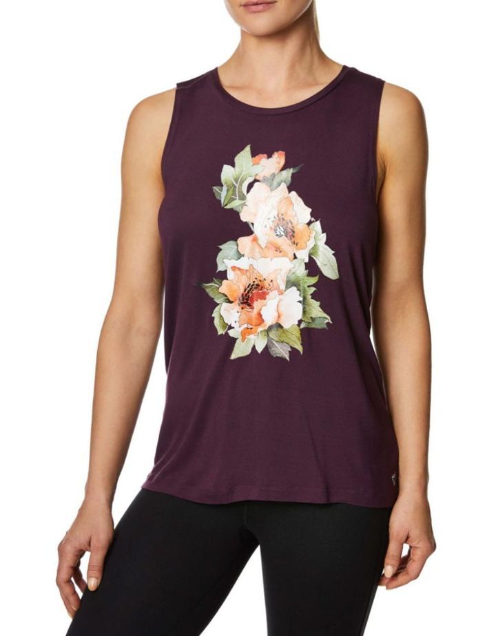 Betseyjohnson Floral Stay Wild Hi Low Muscle Tank Wine