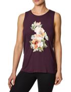 Betseyjohnson Floral Stay Wild Hi Low Muscle Tank Wine