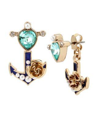 Steve Madden Anchors Away Anchor Front Back Earrings Blue