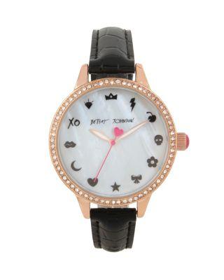 Steve Madden Betseys Emojis Black And White Watch Black