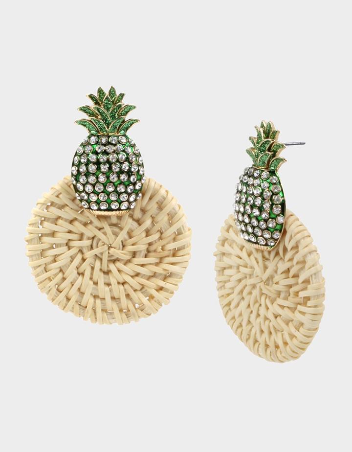 Betseyjohnson Stay Wild Pineapple Drop Earrings Green