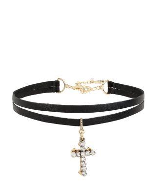 Steve Madden Betseys Cross Choker Black