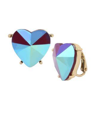 Steve Madden Butterfly Dreams Pink Heart Clip Earrings Pink