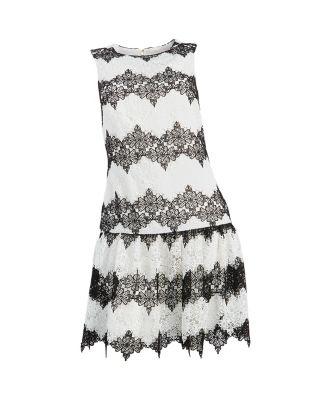 Steve Madden Zig Zag Lace Dress Black/white
