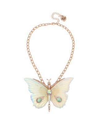 Steve Madden Flutterbye Butterfly Statement Necklace White