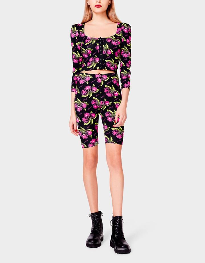 Betseyjohnson Betseys Vintage Inspired Puff Sleeve Top Cherry