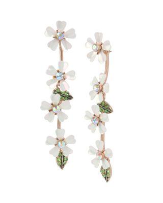 Steve Madden Flutterbye Flower Linear Earrings White