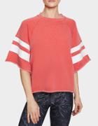 Betseyjohnson Printed Stripe Cutoff Sweatshirt Coral