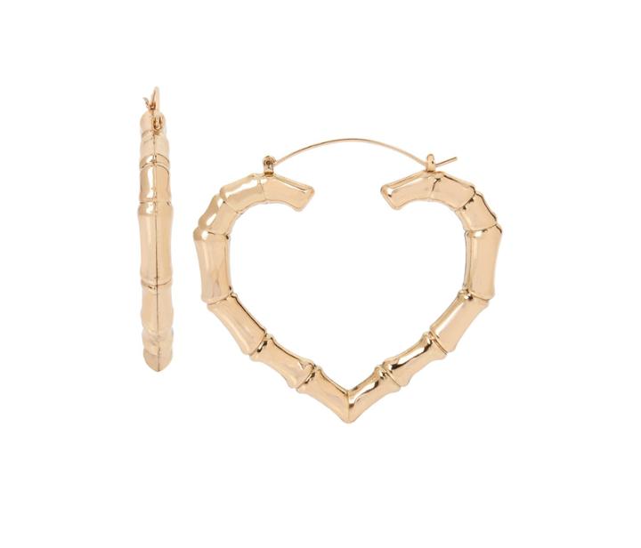 Betseyjohnson Betsey Blast Rose Gold Bamboo Heart Earrings Rose Gold