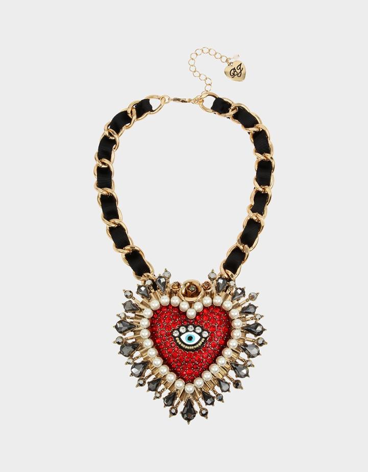 Betseyjohnson Rockin Riches Heart Statement Necklace Red