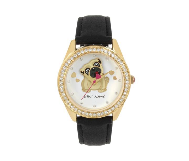 Betseyjohnson Bauble Head Pug Watch Black