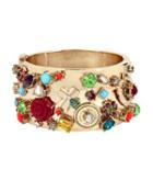 Steve Madden Lucky Charms Statement Hinged Bangle Multi