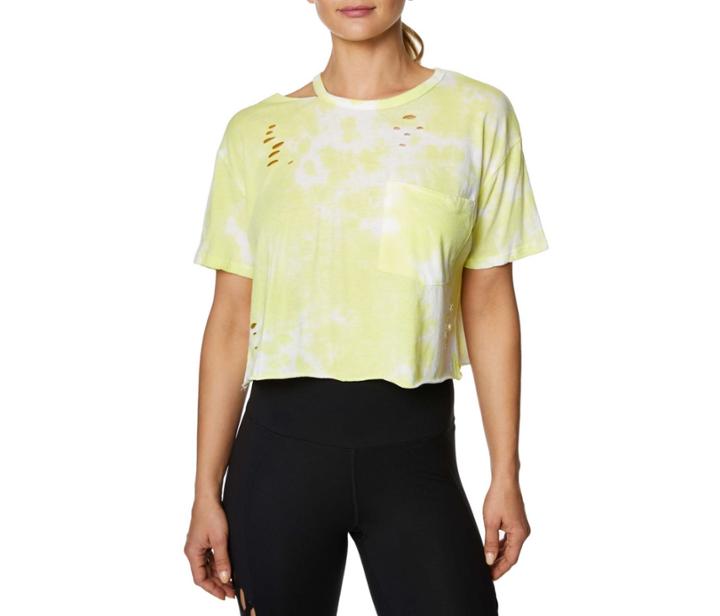 Betseyjohnson Oversized Distressed Crop Tee White-yellow