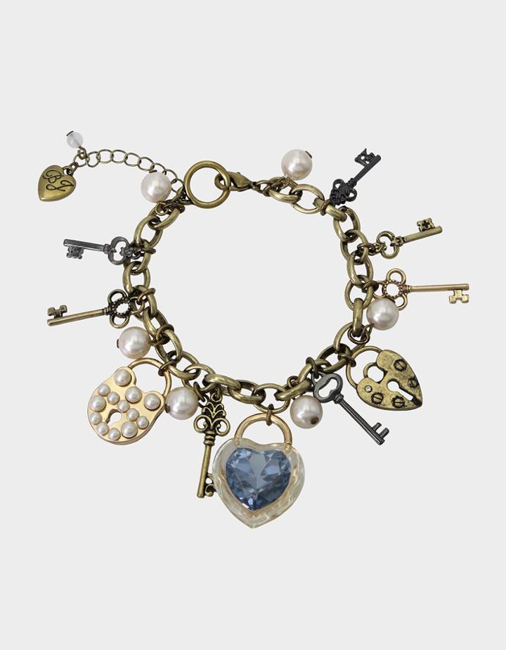 Betseyjohnson Lock And Key Charm Bracelet Blue