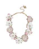 Steve Madden Summer Flowers Statement Necklace White/pink