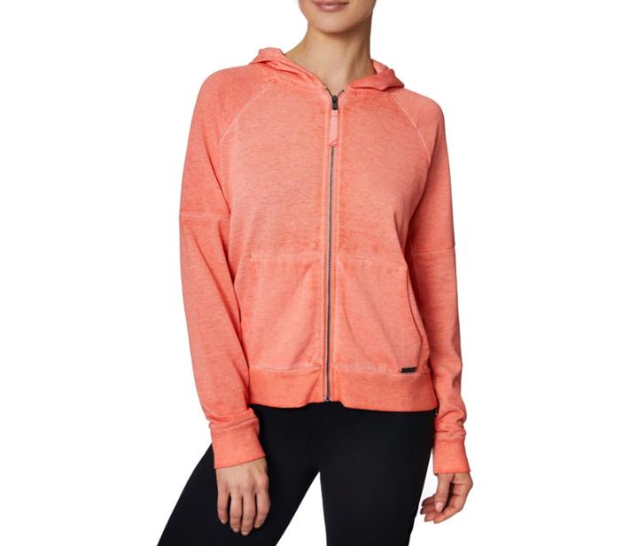 Betseyjohnson Icy Fleece Side Ribbed Zip Jacket Coral