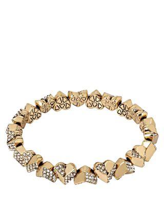 Steve Madden Hearts And Arrows Stretch Bracelet Crystal
