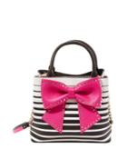 Steve Madden Welcome To The Big Bow Bucket Bag Blk Pinstripe