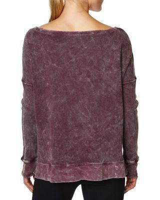 Steve Madden Love Waffle Split Hem Tee Wine