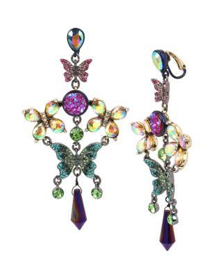 Steve Madden Butterfly Dreams Chandelier Clip Earrings Multi