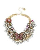 Steve Madden Butterfly Blitz Statement Pearl Necklace Pink