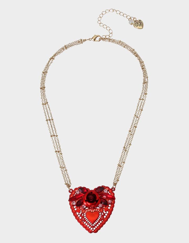 Betseyjohnson Romantics Heart Pendant Red