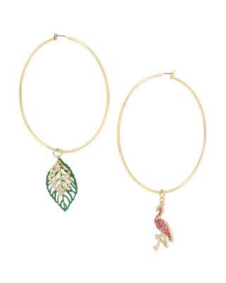 Steve Madden Betsey Blast Flamingo Hoop Earrings Multi