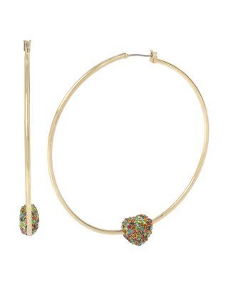 Steve Madden Boom Hoop Pave Heart Hoops Multi
