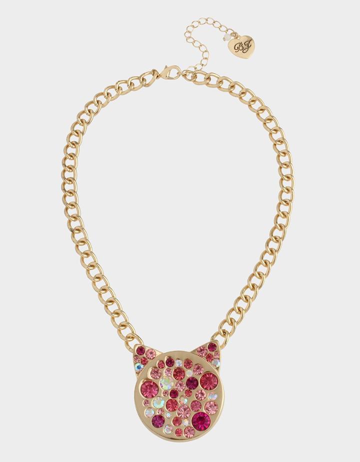 Betseyjohnson Skulls And Cats Kitty Pendant Pink