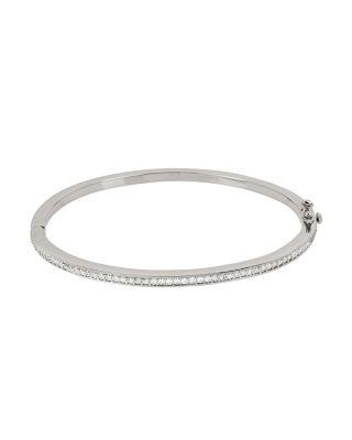 Steve Madden Betsey Blue Crystal Single Row Silver Bangle Crystal