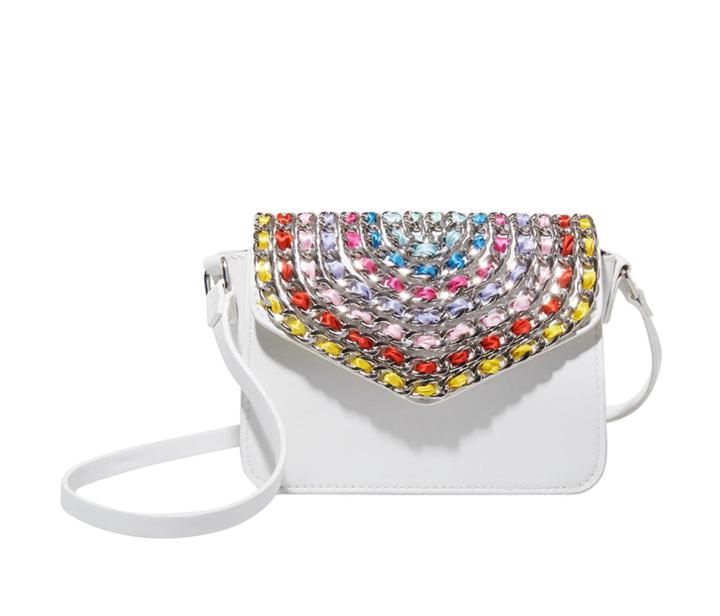 Betseyjohnson Chain Of Command Mini Flap Bag White
