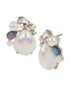 Steve Madden Crabby Couture Shell Cluster Earrings Blue