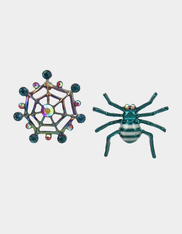 Betseyjohnson Creep It Real Spider Mismatch Earrings Teal