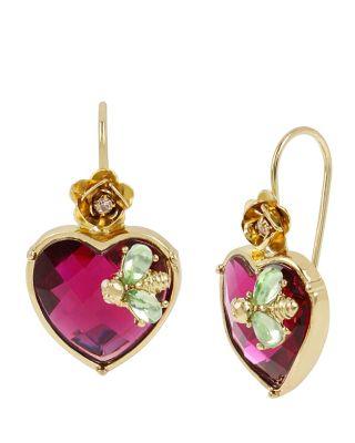 Steve Madden Flat Out Floral Heart Drop Earrings Multi