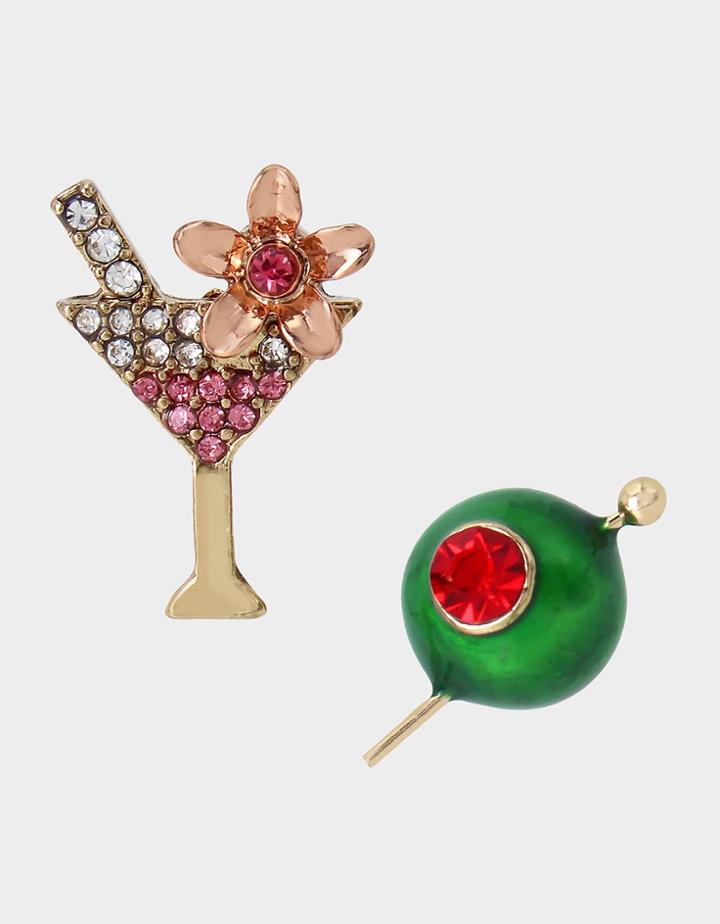 Betseyjohnson Party Animal Martini Olive Studs Multi