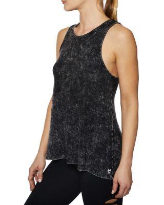 Steve Madden Criss Cross Back Bleach Wash Tank Black