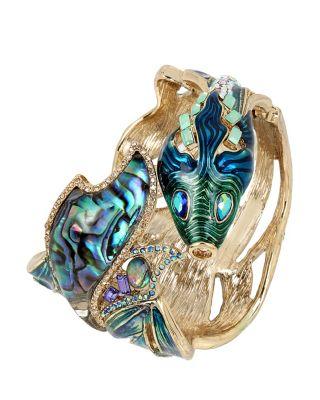 Steve Madden Glitter Reef Fish Hinge Bangle Multi