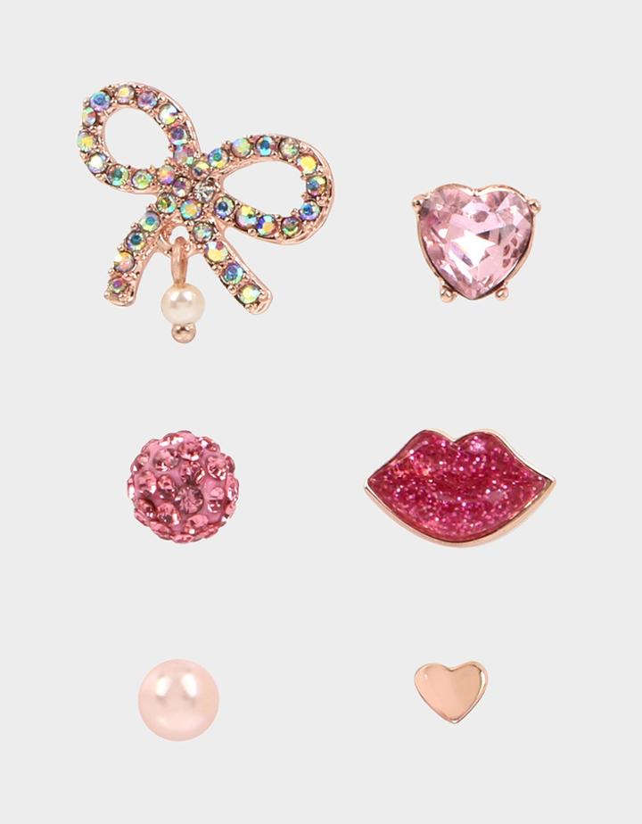 Betseyjohnson Xox Betsey Kisses Stud Set Pink