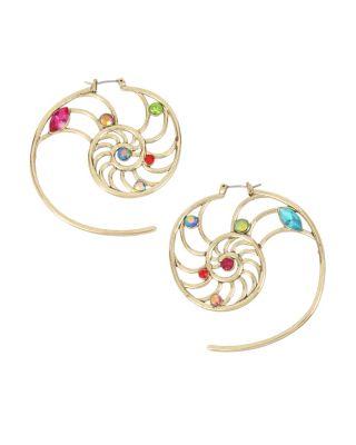 Steve Madden Crabby Couture Shell Openwork Earrings Multi