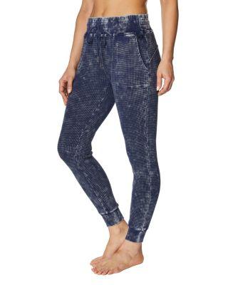 Steve Madden Bleach Wash Waffle Jogger Navy