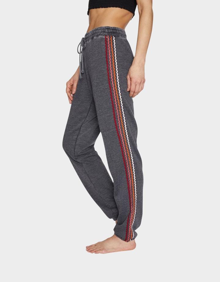 Betseyjohnson Zigzag Stripe Boyfriend Sweatpant Black